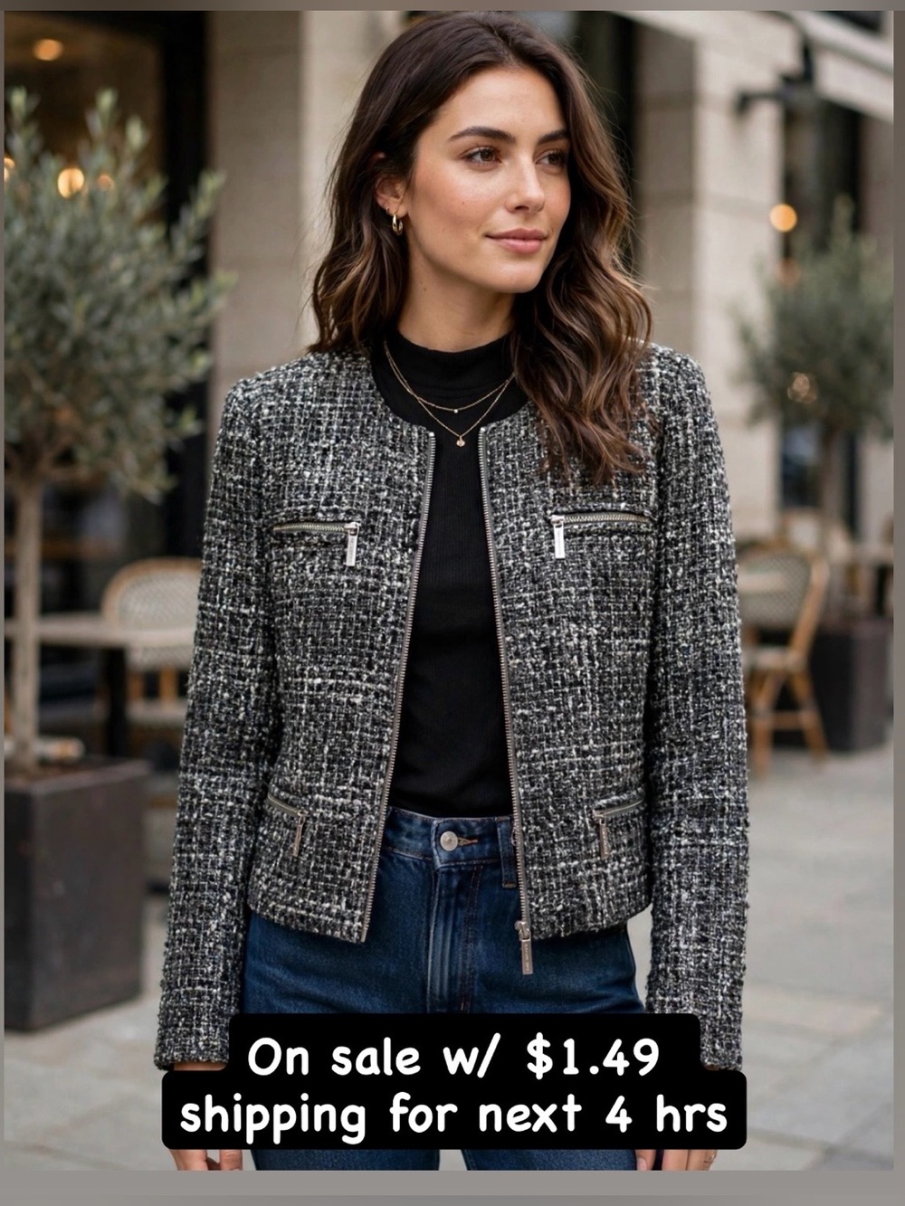 Michael Kors GreyTweed Blazer w/ SHW - Brand New Never Worn